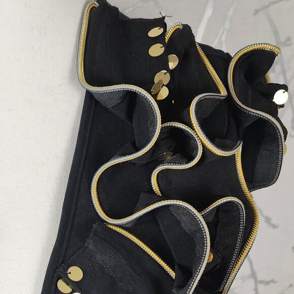 Simon Chang Artsy Ruffle Zipper Open Front Cropped Vest - Picture 2 of 6